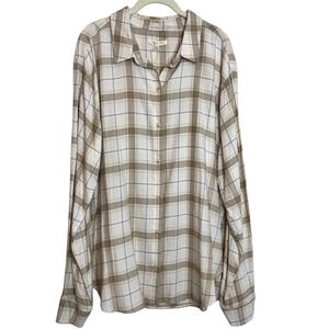 Juniors Copper Key Flannel Shirt XXL Beige Plaid Long Sleeve Cotton Blend NEW